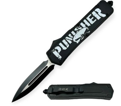 OTF: BLK HN 9"D&amp;BLD Punisher Logo