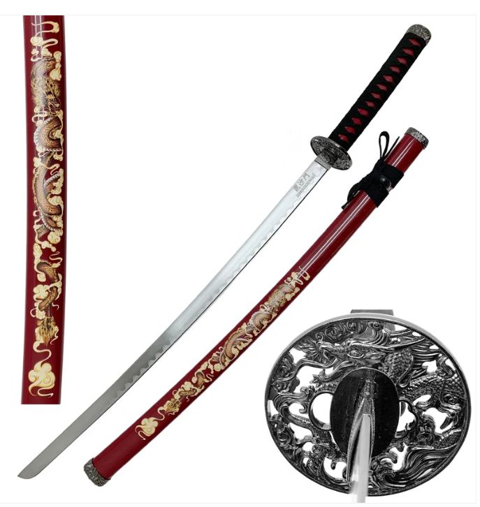 Katana: Brown Saya Dragon PRNT Plastic Scabb 40"