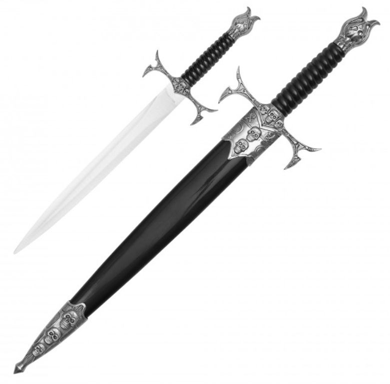Short dagger: Medival Skull Etch BLD/HNDL 13"