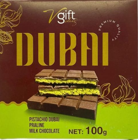 V-gift Dubai Chocol Praline Bar 100gm