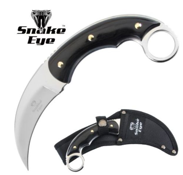 FXD Hawkbill Karambit  BLK wood HNDL  Hole grip 9"