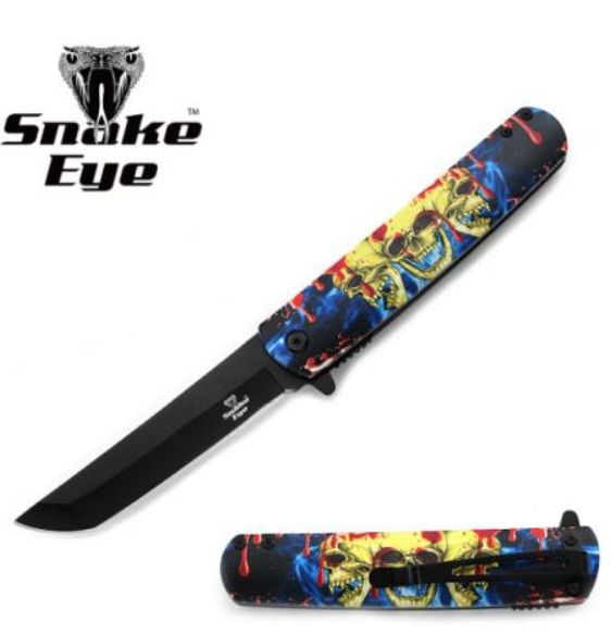 KNF:Tanto BLK BLD Skulls PRNT HNDL 8.5"