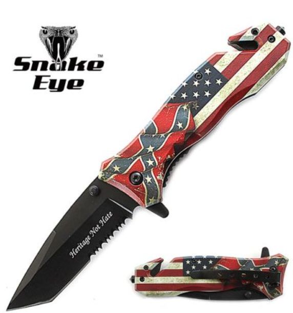 KNF: "Heritage Not Hate" BLK Serr BLD USA FLAG HNDL