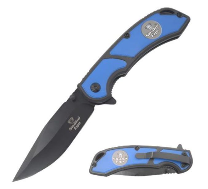 KNF: Blu &amp; BLK Metal HNDl BLK BLD 8"  HD