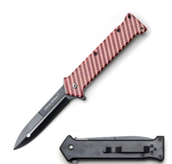 KNF: 8" BLK BLD 'Why So Serious" Prnt Red HNDL