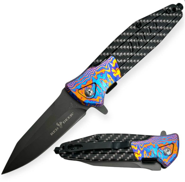 KNF: BLK Dots/Multicolor HNDL BLK BLD 9"
