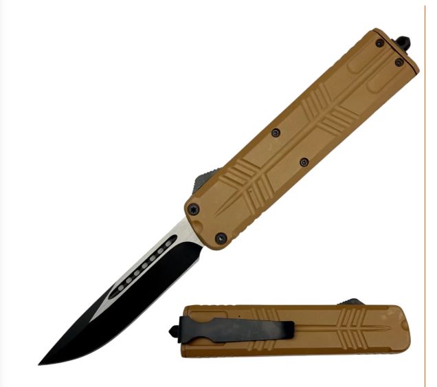 OTF: Butterfly like BRWN HNDL BLK BLD DBL EDG 9"