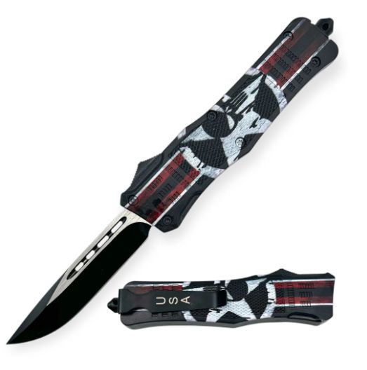 OTF: Star/Skull BLK HNDL DRP PT BLD 9"