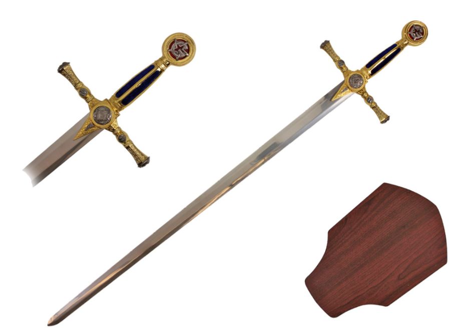 Sword: Masonic  Pommel  GRN&amp;GLD HNDL 45"