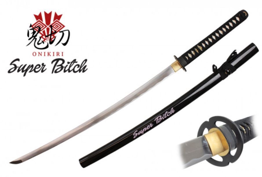 Katana "Super Bitch" BLK Scabb PNK SB logo 41"