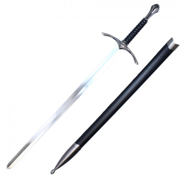 Sword: Medieval BLK LTHR HNDL 39" SS BLD