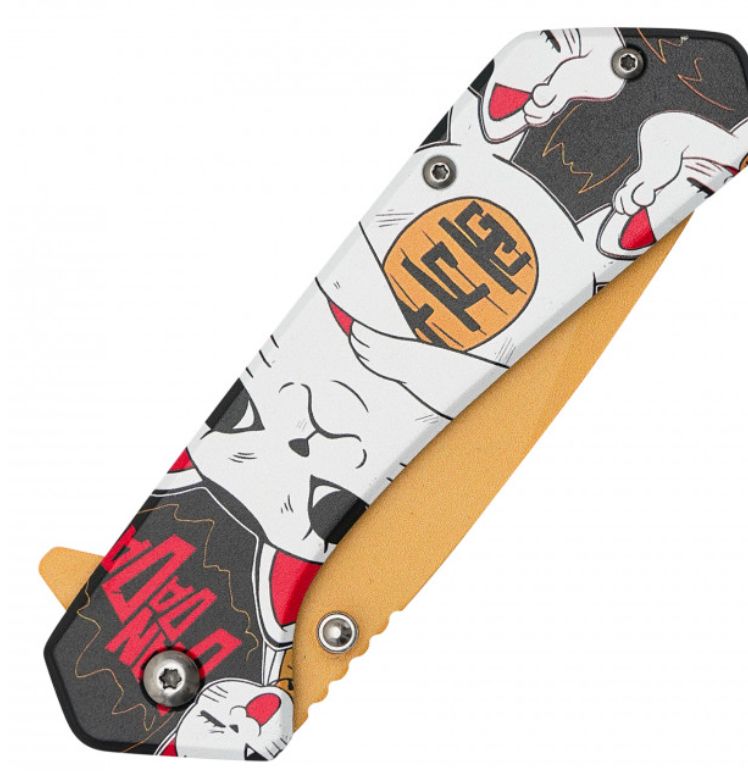 KNF: Lucky Cat PRNT HNDL GLD BLD8"