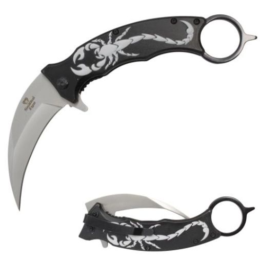 Karambit FLDR: Scorpion PRNT BLK HNDL 8" FNGR RNG