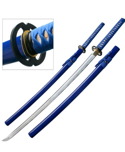 Ten Ryu BLU Scabb Katana: 1045 HC BLD BLU HNDL