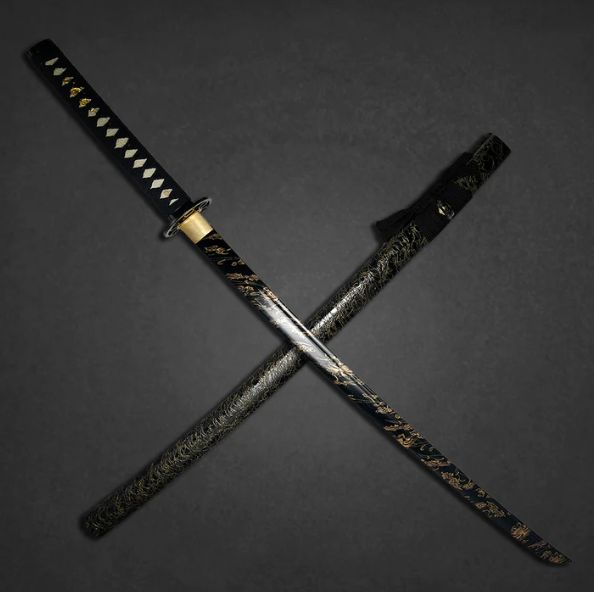 Musha Katana: Godai GLD&amp;BLK Pattern Scabb  5 elements
