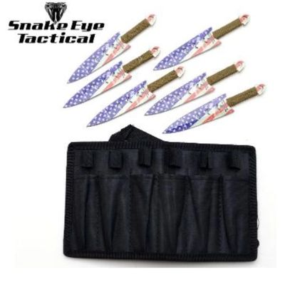THRWR: 6Pcs USA FLAG BLDS 6.5" GRN Cord HNDL