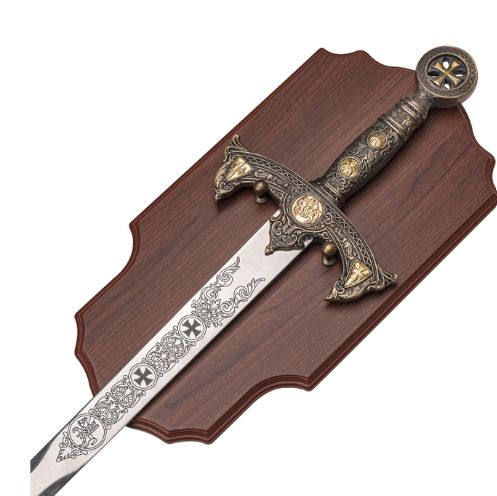 Templar Sword w/ Plaque: GLD Metal Plate HNDL 47"