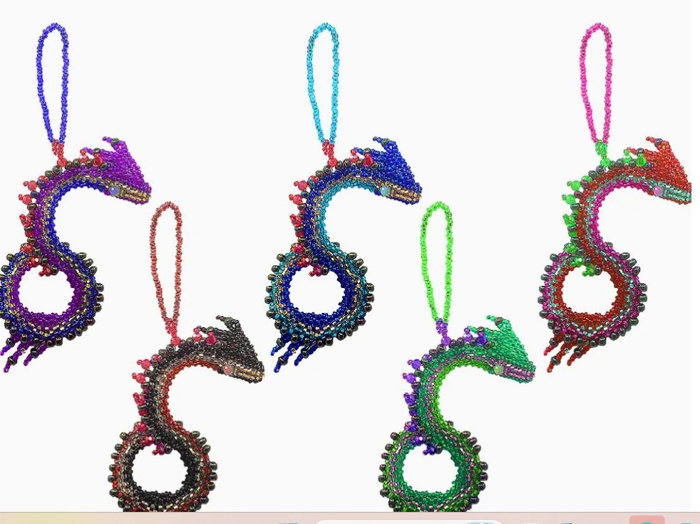 Beaded Ornie/Keychain: Dragon Guatemala