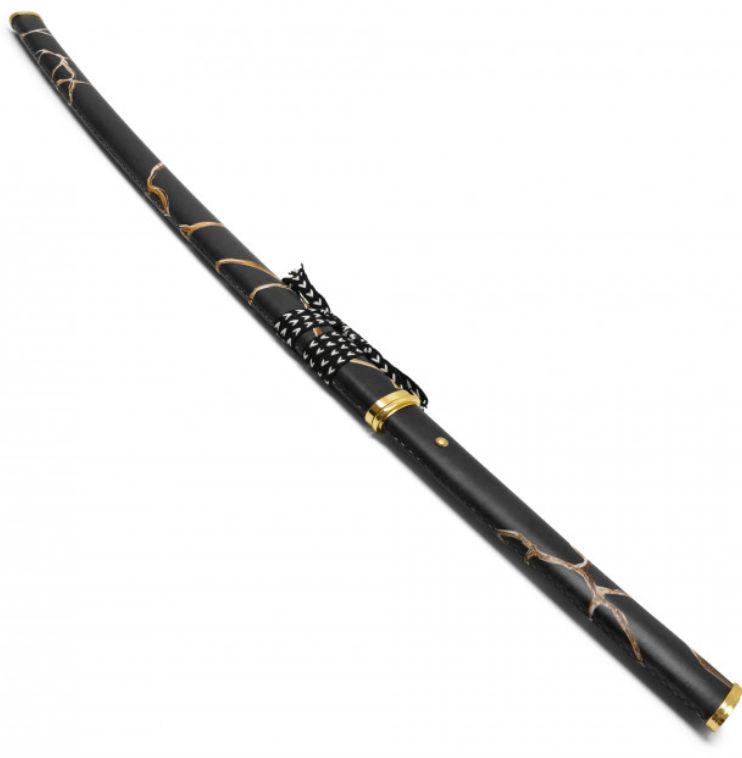 Katana: BLK Patterned Scabb GLD Accent  41" BLK HNDL