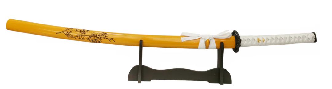 Sword: Yellow/WHT wood scabb SHARP
