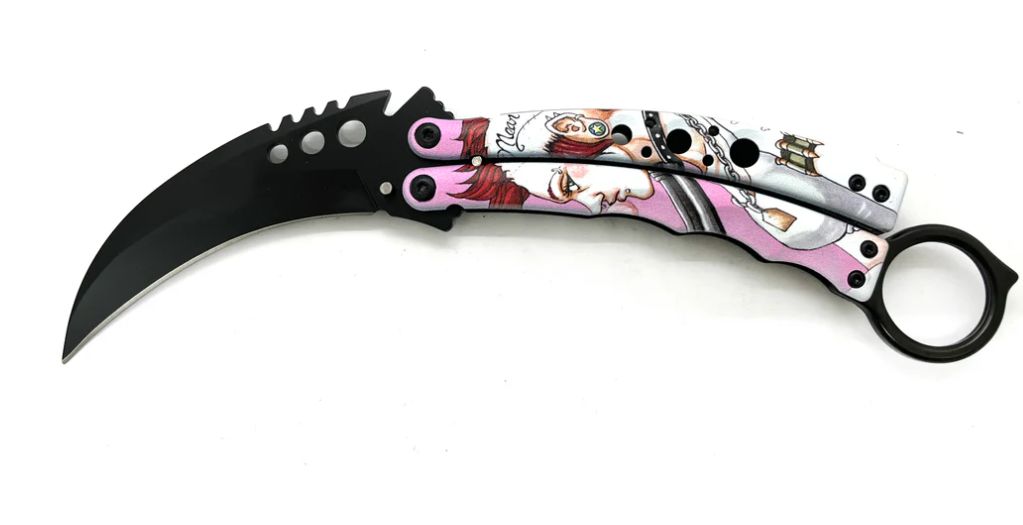 Butterfly KNF: Mean Bitch PRNT HNDL 9" BLK BLD
