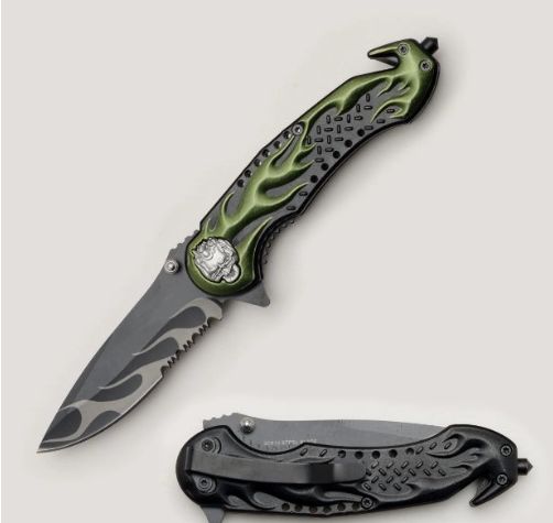 KNF: GRN Lightning BLK HNDL and BLD 8"