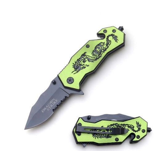 KNF: Dragon PRNT HNDL  BLK Serr BLD 7"