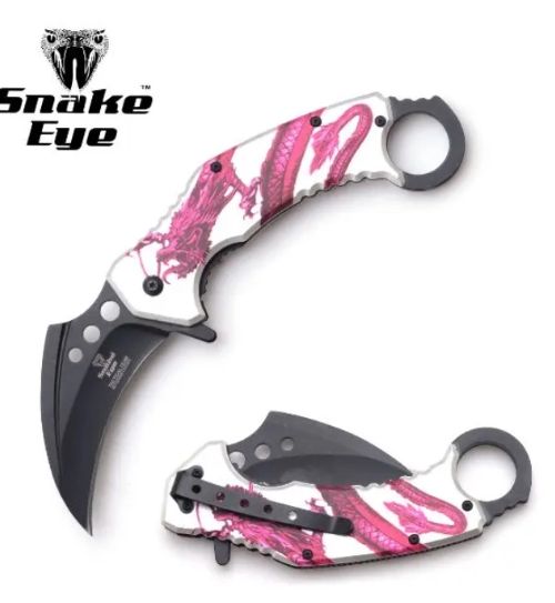 Karambit: WHT/PNK tone HNDL Dragon PRNT BLK BLD