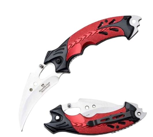 KNF: SLVR Hawkbill BLD Red&amp;BLK HNDL 8.5"