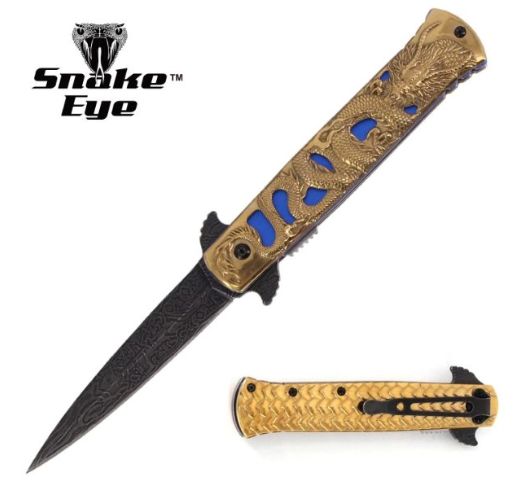 DS Stiletto: 9"  Dragon Etch HNDL 2 Tones STNWSH