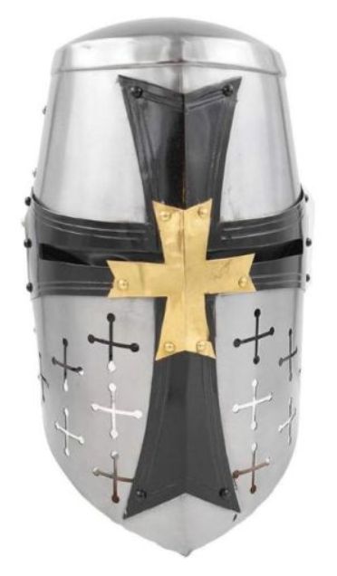 Helmet: Black Steel and Brass Cross Slotted vents