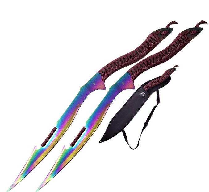 Ninja Swords: Dual RNBW blades Purp/Cord HNDL