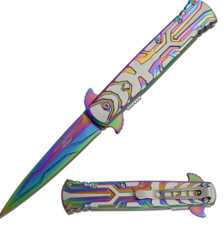DF Stiletto: RNBW HNDL Spear PT RNBW BLD9"