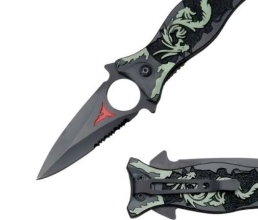 Knife: Dragon Etched HNDL FNGR RNG SPR PT BLD