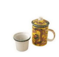 Porcelain HNDPNT Tea cups w/filter: China