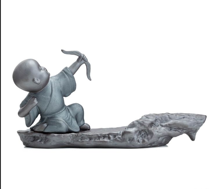 Ceramic Monk w/BOW Incense Burner