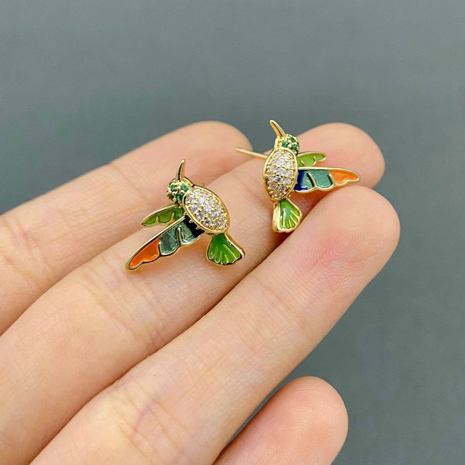 Ear Studs: Enamel Hummingbird