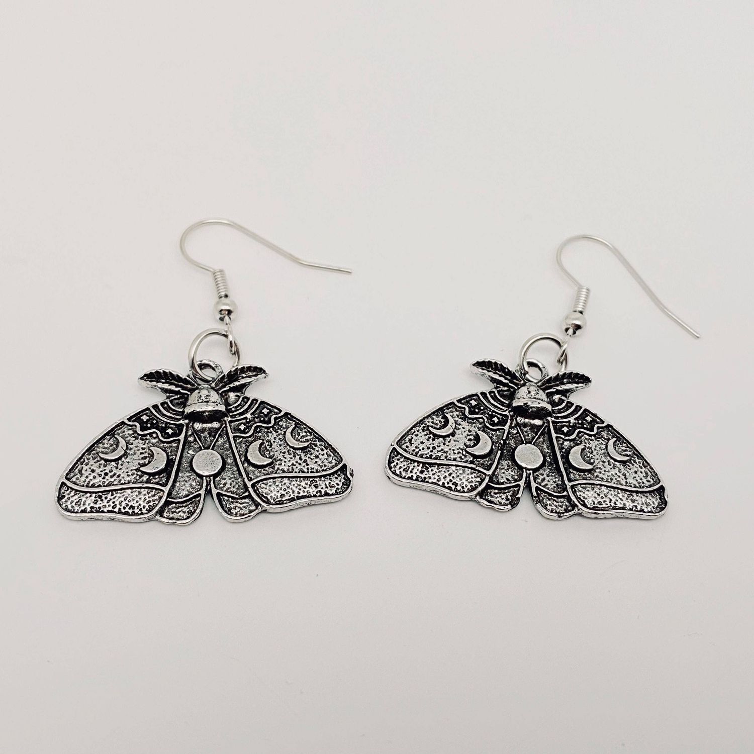 Earrings: Gothic Moth Sun Moon