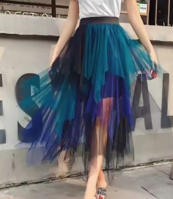 Tulle Skirt: Multi color and gradient length
