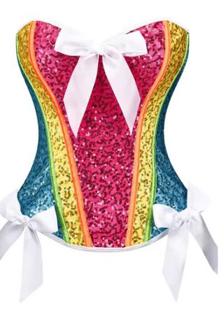 Corset: WHT Bows &amp; RNBW Sequined