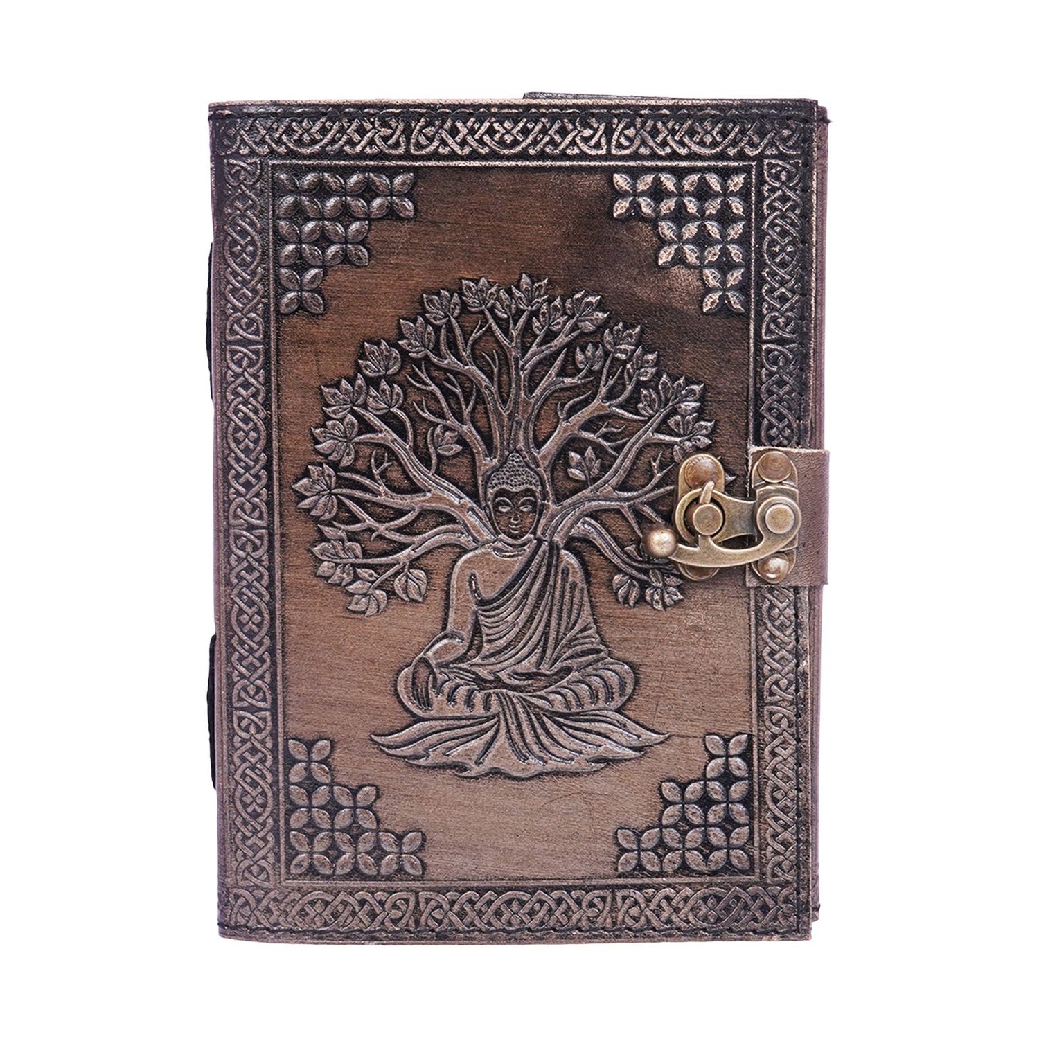 LTHR Journal: Buddha/Tree of Life Leather Emboss 5x"