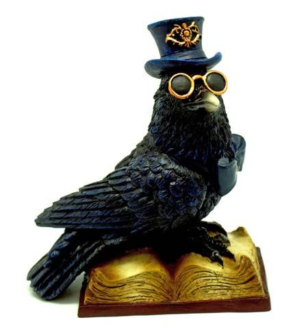 Steampunk Raven sitting on Book