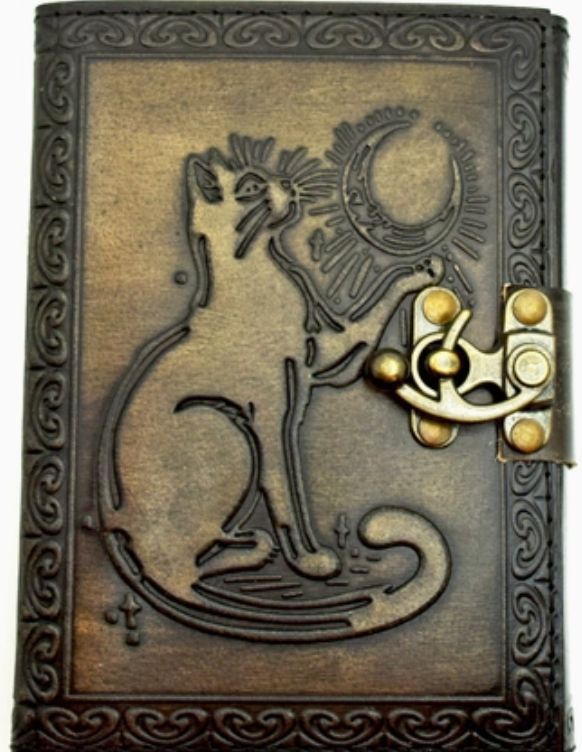 LTHR Journal:  Cat &amp; Moon Lthr embossed
