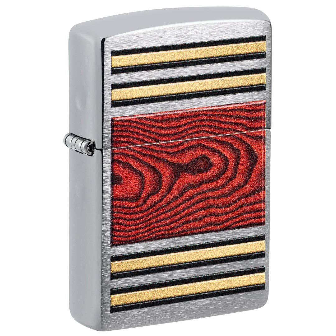 Zippo Woodgrain Brushed Chrome  Lighter