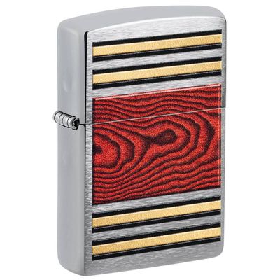 Zippo Woodgrain Brushed Chrome  Lighter