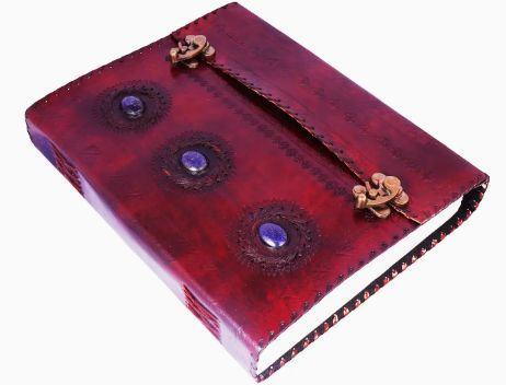 LTHR Journal 10x13":  3 Lapis stones embossed