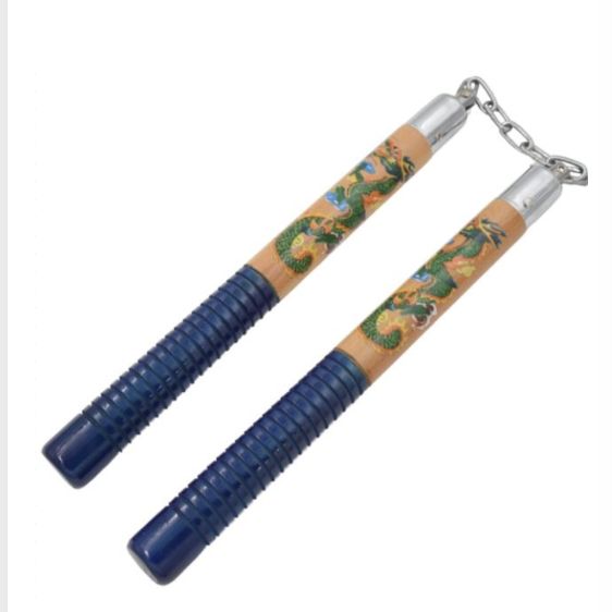 Nunchaku 12": Green Dragon round wood ball bearing