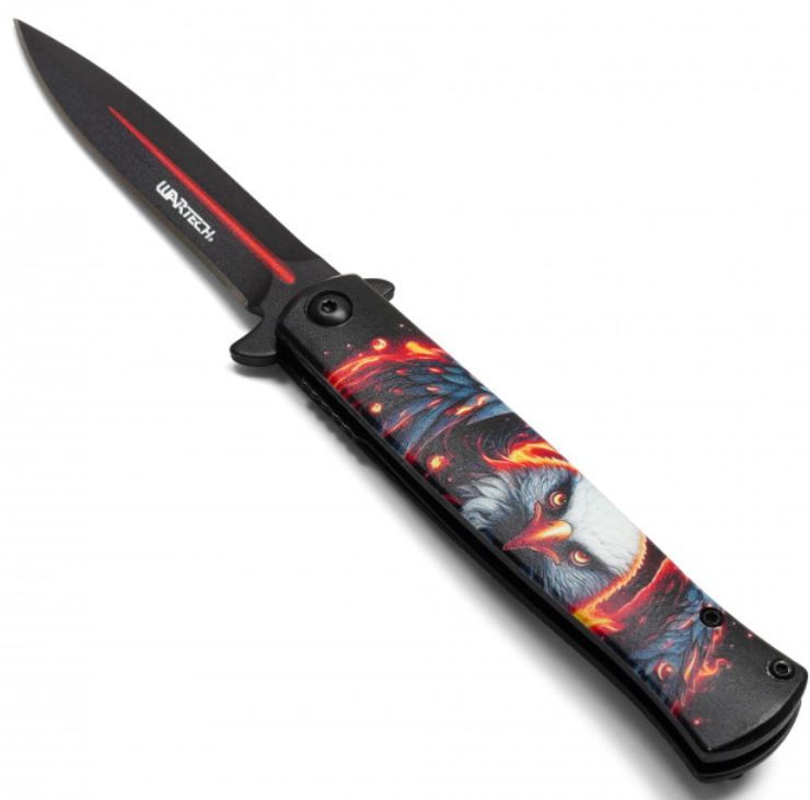 KNIFE;:Wartech Balzing Eagle PRNT HNDL  BLK BLD