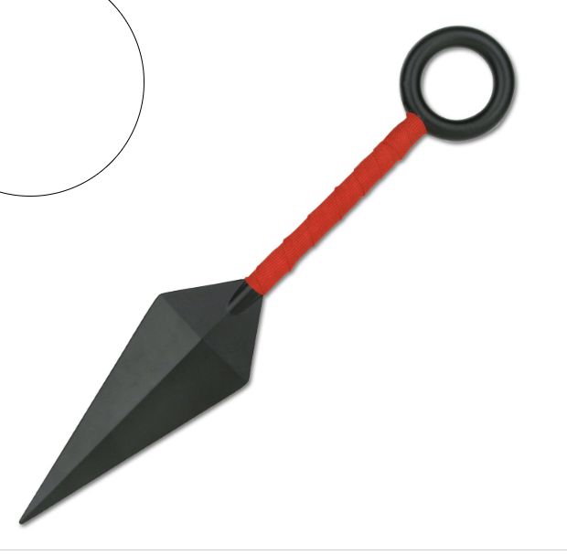Kunai 9" Thrower: Red Cord HNDl BLK BLD
