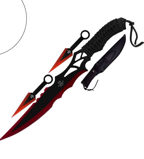 Fantasy Sword: RED/BLK BLD 2 THWRS Kunai
